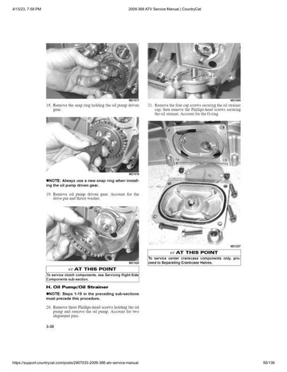 Arctic Cat 366 ATV Service Manual sample page showing repair procedures