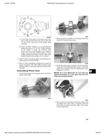 Arctic Cat 366 ATV Service Manual sample page from the repair manual