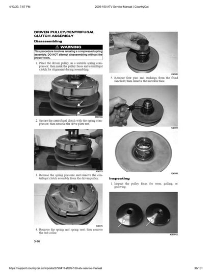 Arctic Cat Arctic Cat 150 ATV Service Manual sample page showing repair procedures