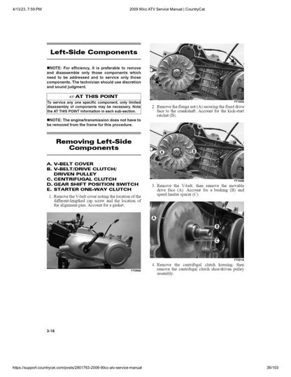 Arctic Cat 90cc ATV Service Manual sample page with diagrams and specifications