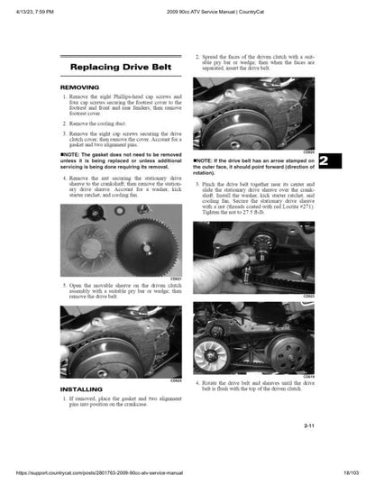 Arctic Cat 90cc ATV Service Manual table of contents