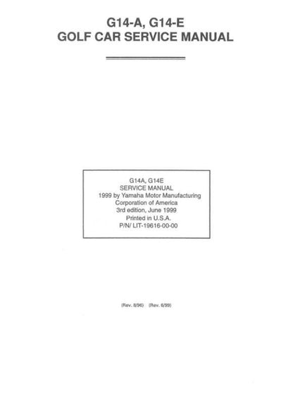 YAMAHA G14 A/E Gas Golf Cart Service Manual factory service manual title page