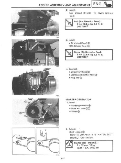 YAMAHA G14 A/E Gas Golf Cart Service Manual sample page with diagrams and specifications
