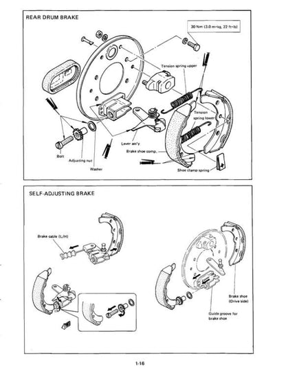 YAMAHA G1A3 G1E3 Gas Golf Cart Service Manual table of contents