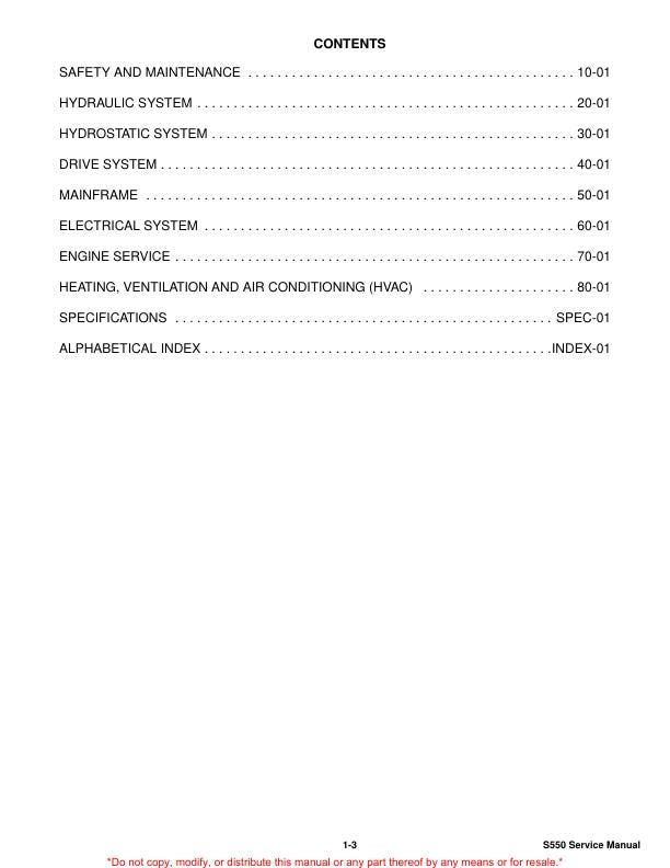 Bobcat S550 Skid Steer Loader Service Manual | 2007-2025 - sample page 3