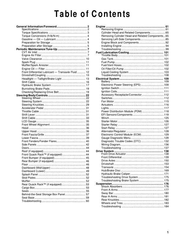 Tracker Offroad 800 SX UTV Service Manual | 2023-2026 - sample page 3