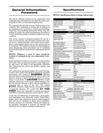 Tracker Offroad 90 ATV Service Manual | 2020 - sample page 10