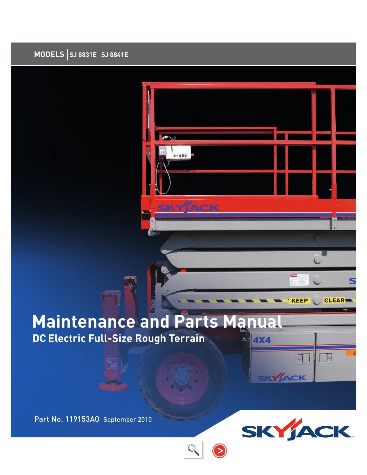 Skyjack SJ 8831E 8841E Scissor Lift Maintenance & Parts Manual | 2010-2014 | PDF Instant Download Service Manual | 2010-2014 - sample page 2