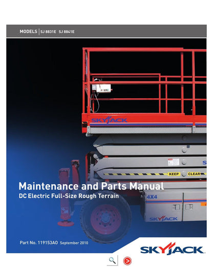 Skyjack SJ 8831E 8841E Scissor Lift Maintenance & Parts Manual | 2010-2014 | PDF Instant Download Service Manual | 2010-2014 - sample page 2