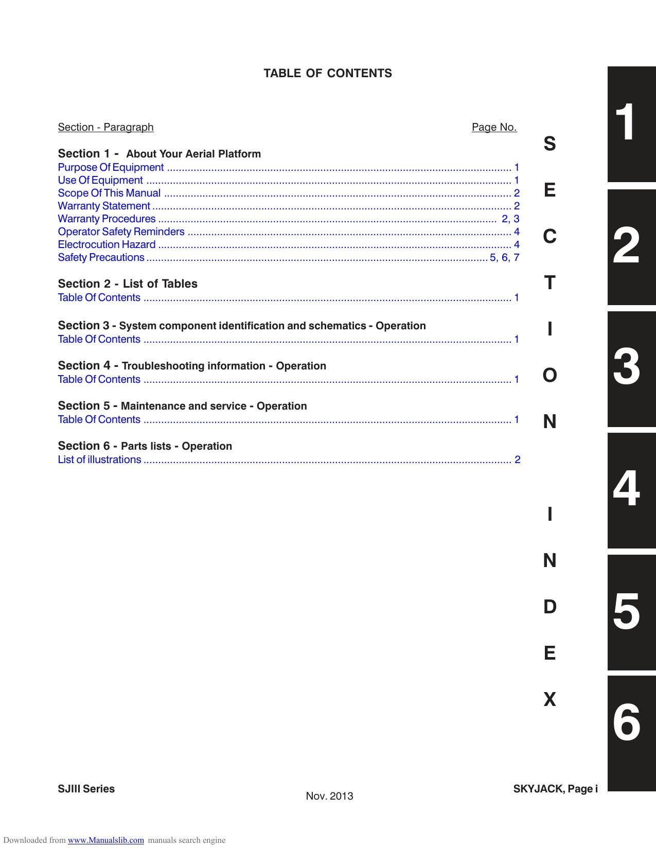 Skyjack SJIII Series Scissor Lift Service Manual | 1999-2013 - sample page 3