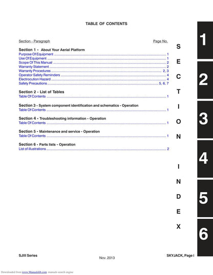 Skyjack SJIII Series Scissor Lift Service Manual | 1999-2013 - sample page 3