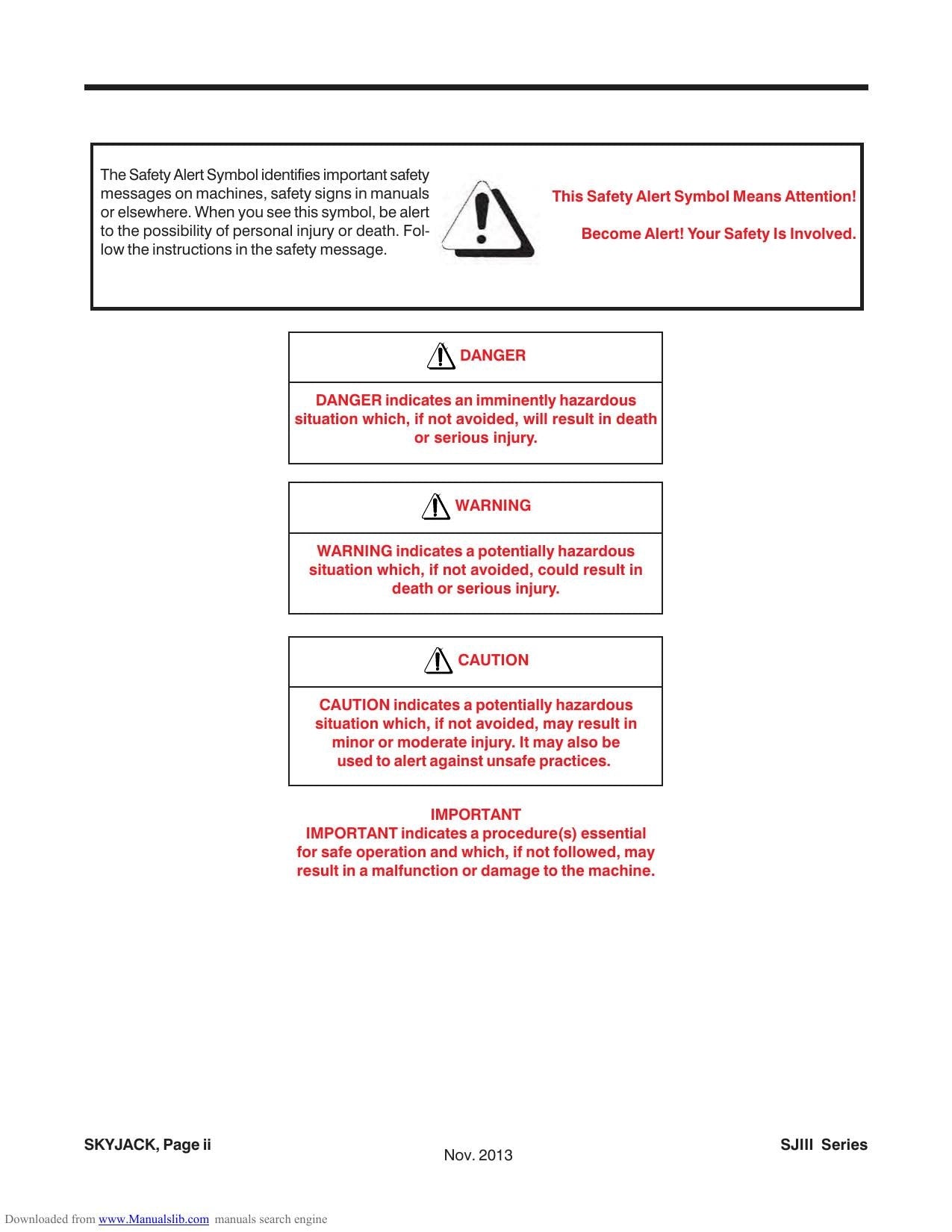 Skyjack SJIII Series Scissor Lift Service Manual | 1999-2013 - sample page 4