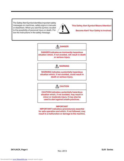 Skyjack SJIII Series Scissor Lift Service Manual | 1999-2013 - sample page 4