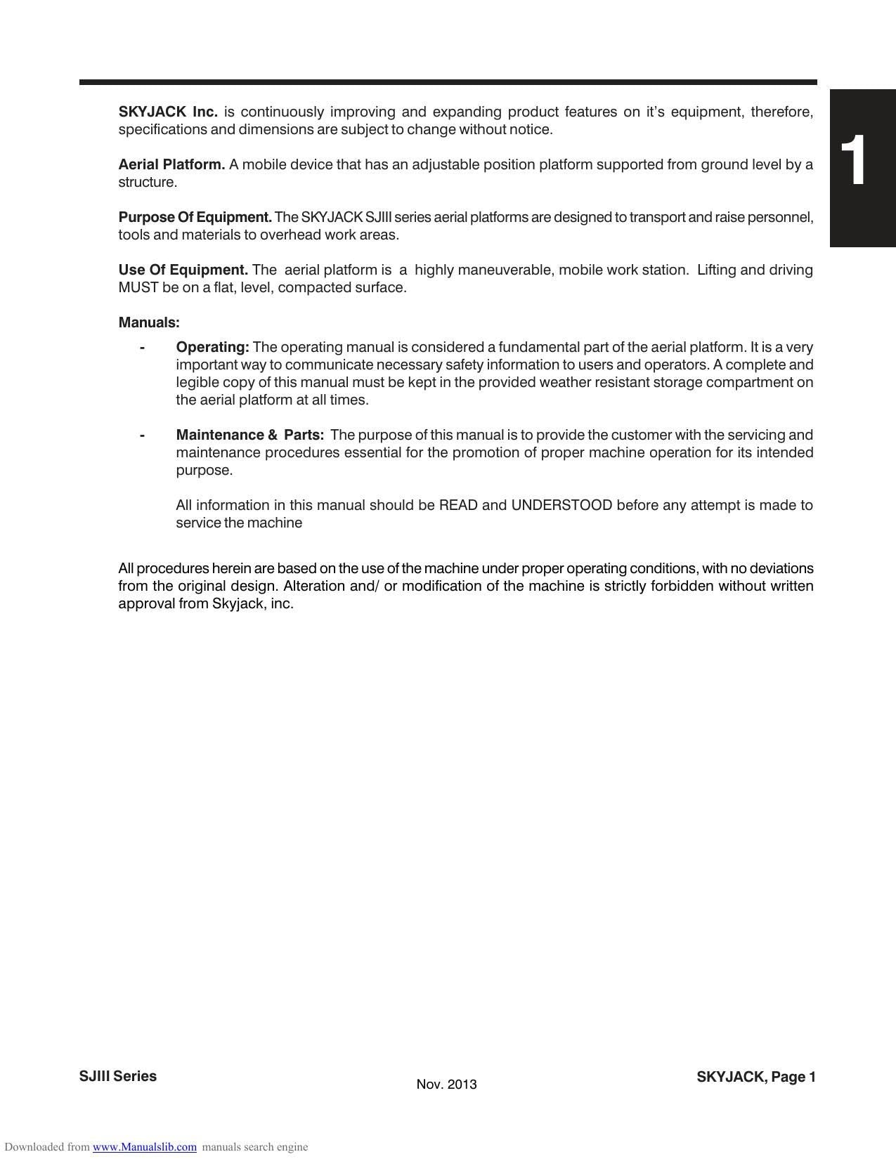 Skyjack SJIII Series Scissor Lift Service Manual | 1999-2013 - sample page 5