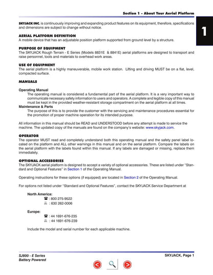 Skyjack SJ 8831E 8841E Scissor Lift Maintenance & Parts Manual | 2010-2014 | PDF Instant Download Service Manual | 2010-2014 - sample page 5