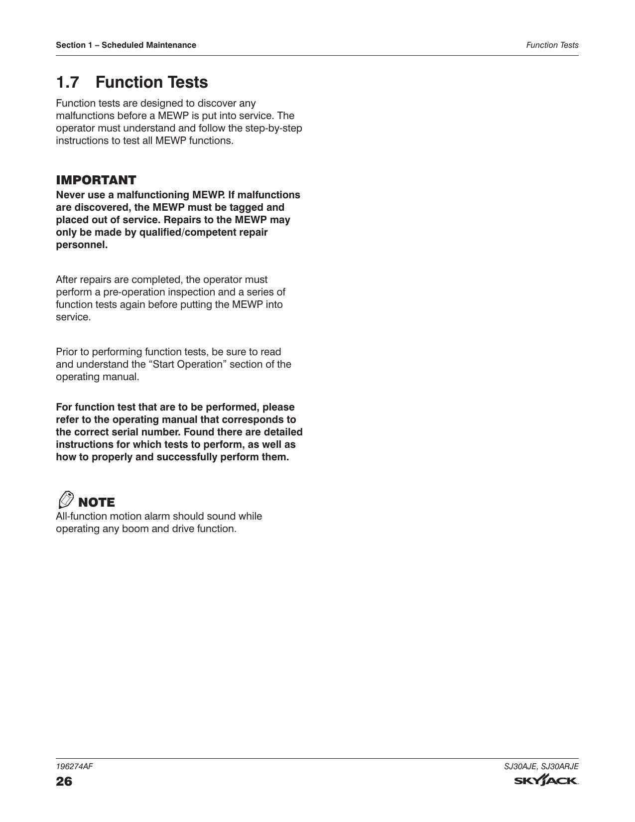 Skyjack SJ30AJE SJ30ARJE Articulating Boom Service Manual | 2018-2022 - sample page 5