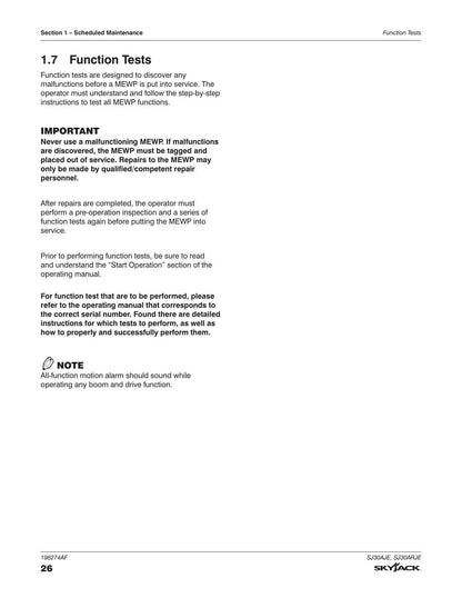 Skyjack SJ30AJE SJ30ARJE Articulating Boom Service Manual | 2018-2022 - sample page 5
