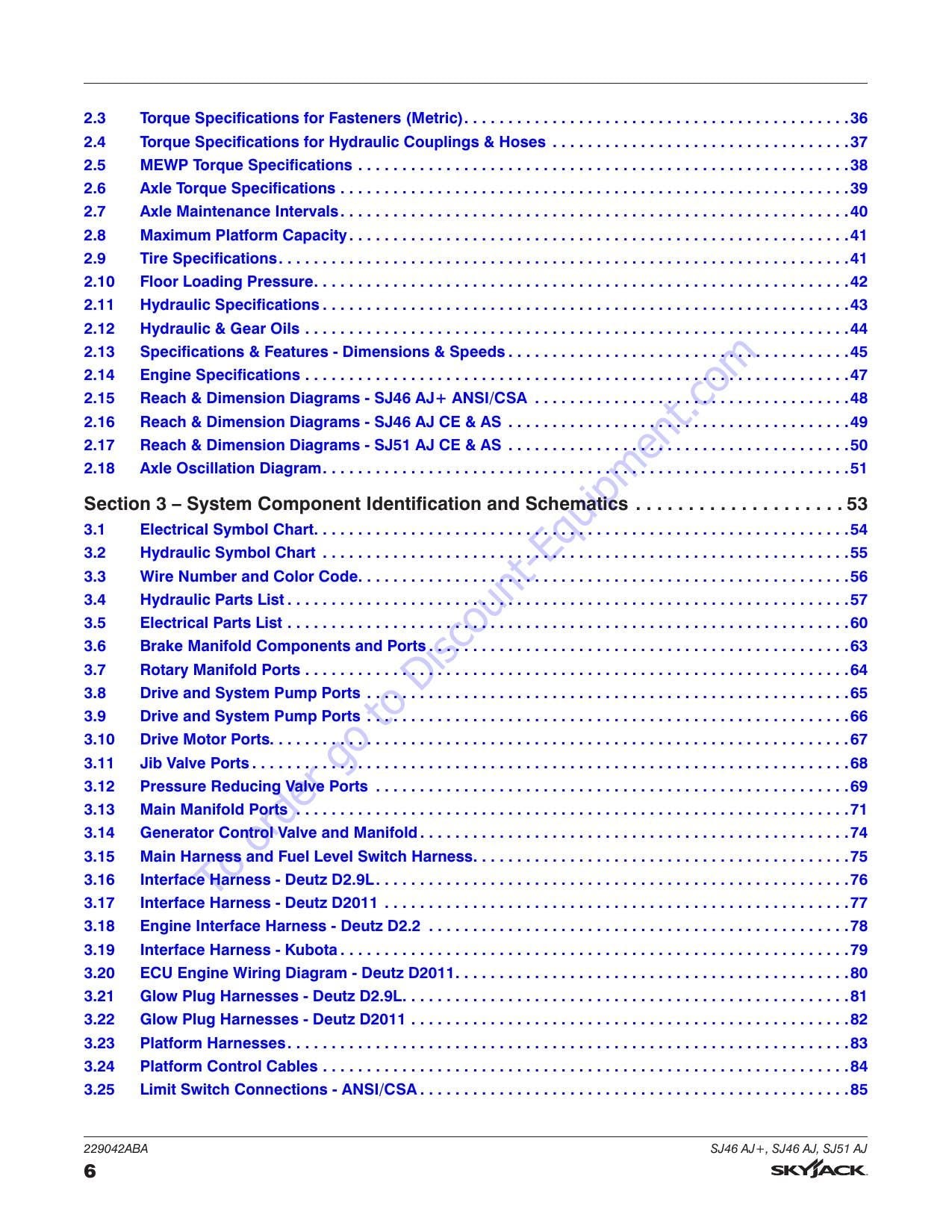 Skyjack SJ46 SJ51 AJ Articulating Boom Service Manual | 2020-2024 - sample page 6