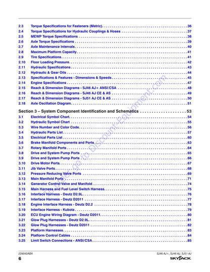 Skyjack SJ46 SJ51 AJ Articulating Boom Service Manual | 2020-2024 - sample page 6