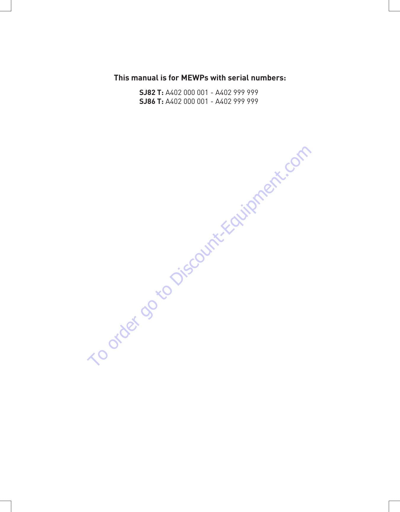 Skyjack SJ82 SJ86 T Telescopic Boom Service Manual | 2020-2024 - sample page 4