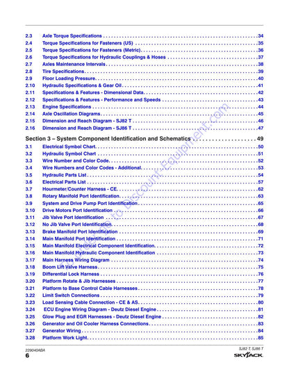 Skyjack SJ82 SJ86 T Telescopic Boom Service Manual | 2020-2024 - sample page 7