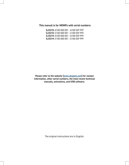 Skyjack SJ3215 SJ3219 Scissor Lift Service Manual | 2023-2027 - sample page 3