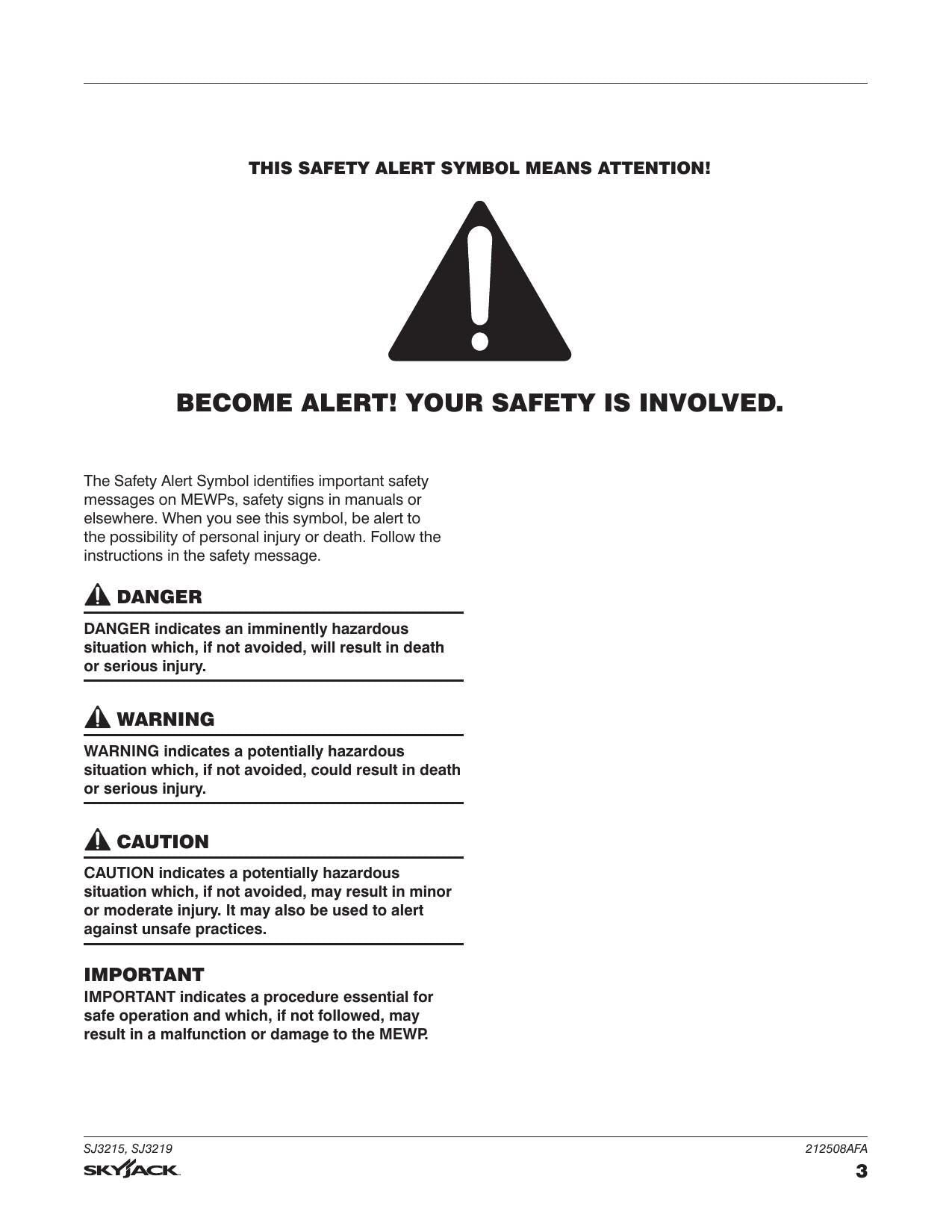 Skyjack SJ3215 SJ3219 Scissor Lift Service Manual | 2023-2027 - sample page 7