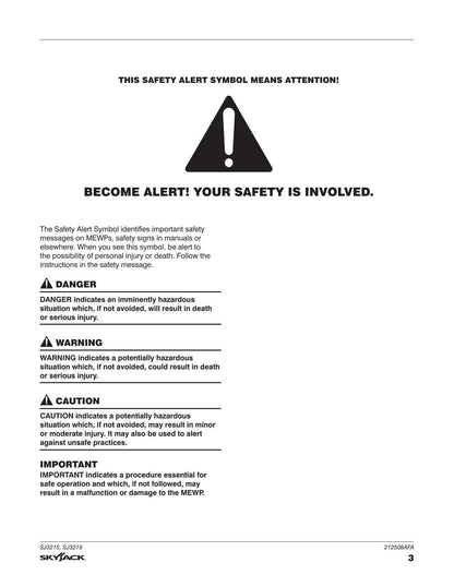 Skyjack SJ3215 SJ3219 Scissor Lift Service Manual | 2023-2027 - sample page 7