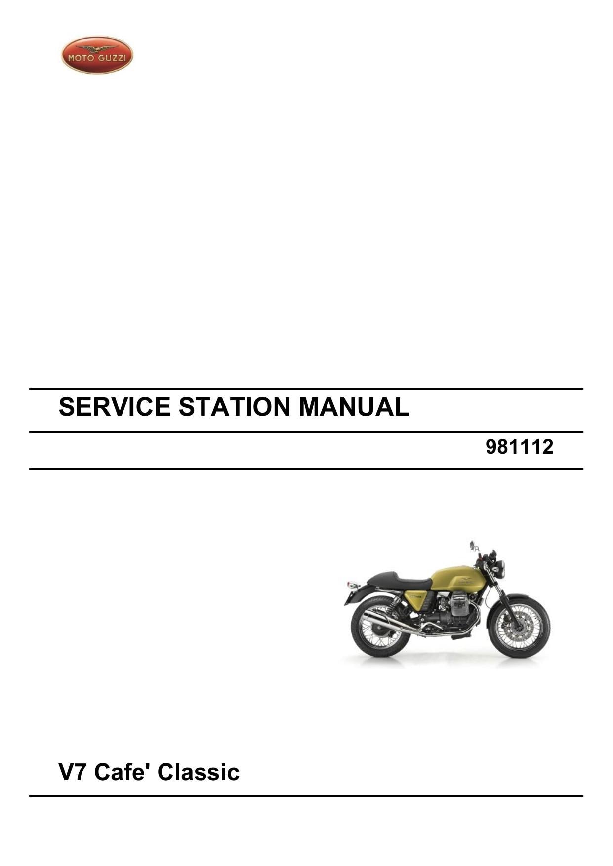 Moto Guzzi V7 Cafe Classic Motorcycle Service Manual | 2009-2013 - sample page 2