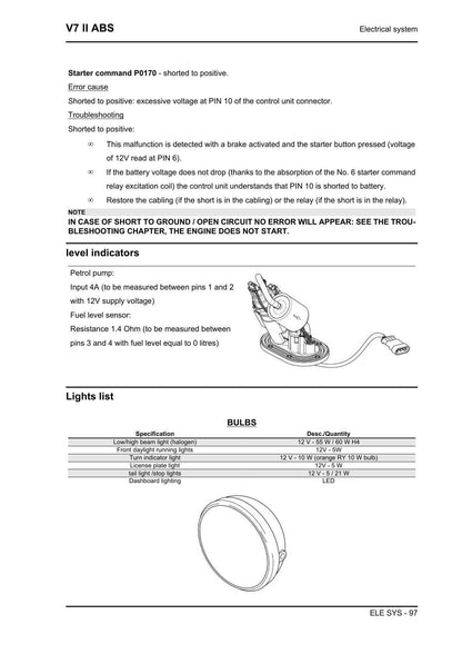 Moto Guzzi V7 II ABS Motorcycle Service Manual | 2016-2020 - sample page 6