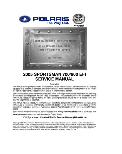 Polaris Sportsman 700 800 EFI ATV Service Manual | 2005-2009 - sample page 3