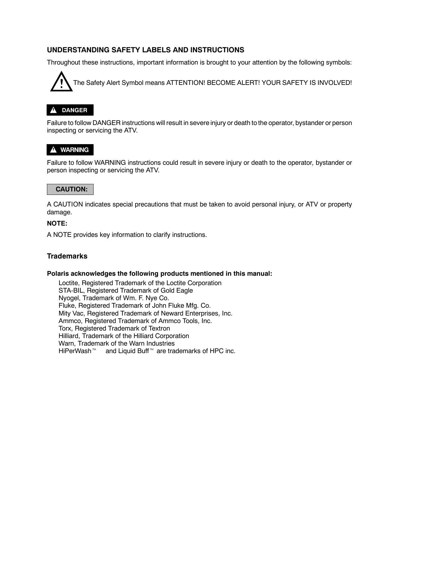 Polaris Sportsman 700 800 EFI ATV Service Manual | 2005-2009 - sample page 4