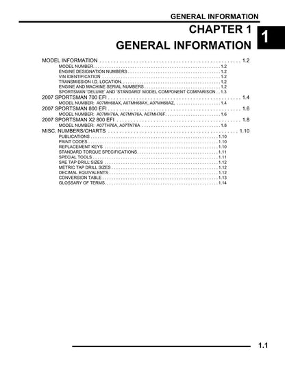 Polaris Sportsman 700 800 X2 EFI ATV Service Manual | 2007-2011 - sample page 3