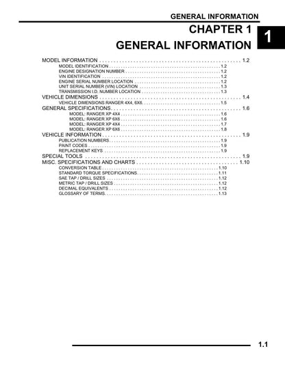 Polaris Ranger XP 700 4X4 6X6 UTV Service Manual | 2009-2013 - sample page 5