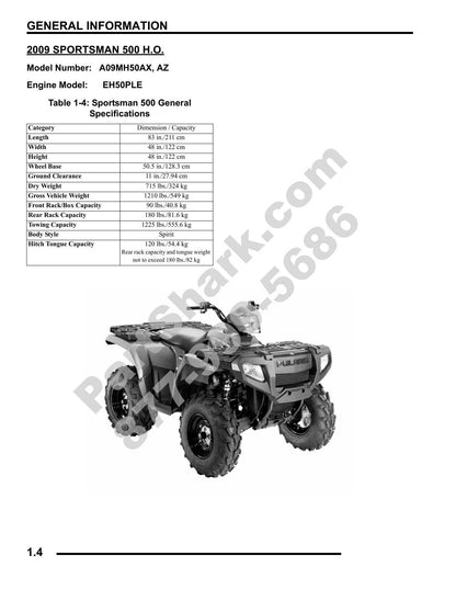Polaris Sportsman 500 ATV Service Manual | 2009-2013 - sample page 5