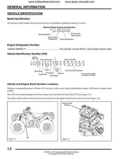 Polaris Sportsman 850 ATV Service Manual | 2011-2015 - sample page 3