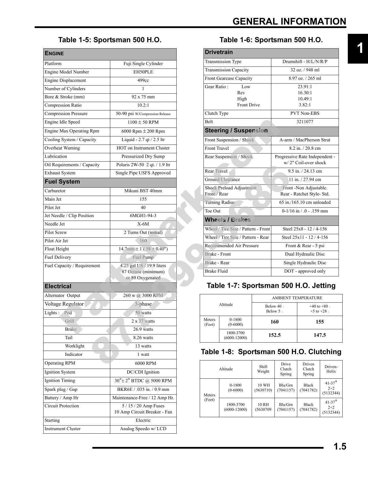 Polaris Sportsman 500 ATV Service Manual | 2009-2013 - sample page 6