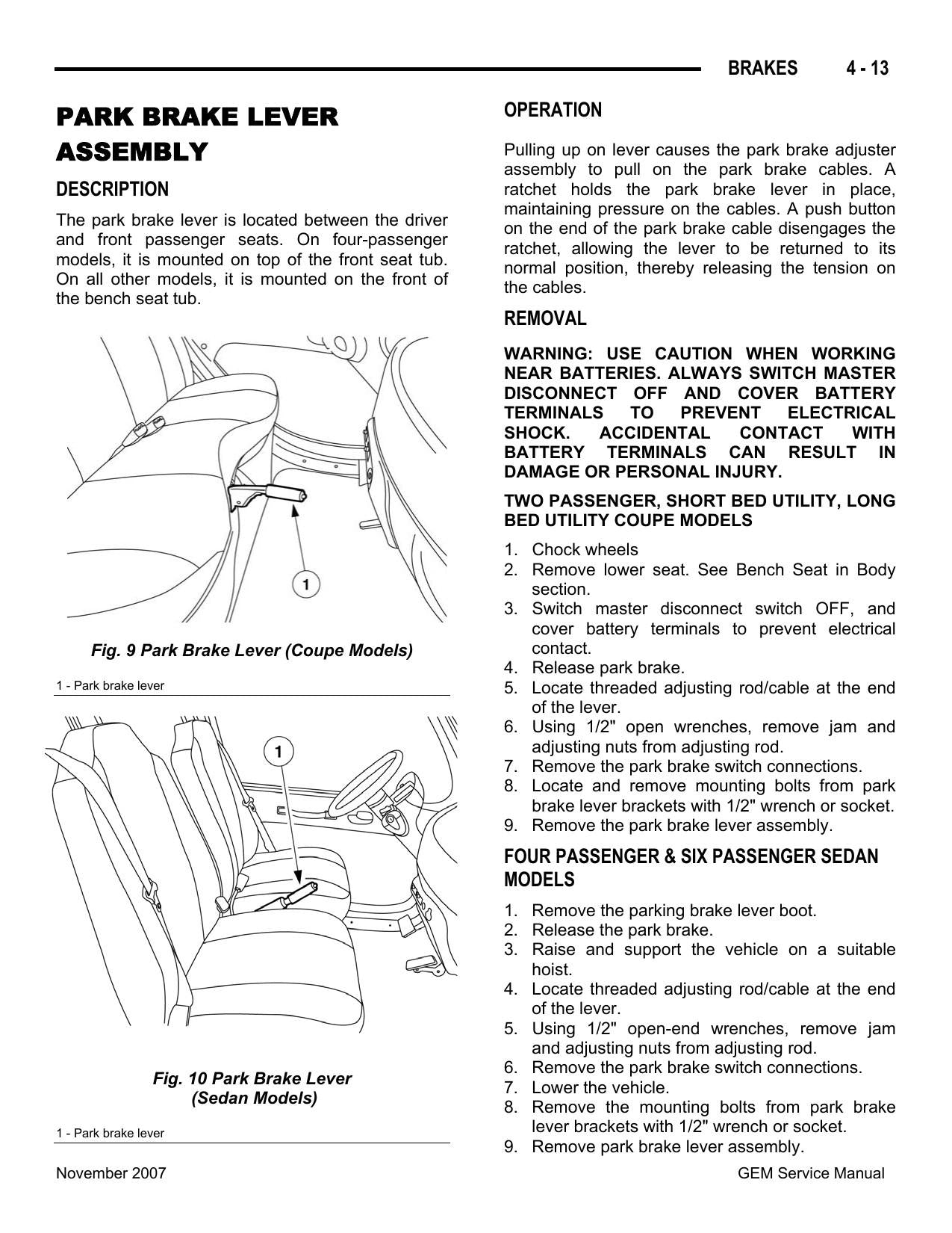 GEM e-Series Electric Vehicle Motorcycle Service Manual | 2007-2011 - sample page 9