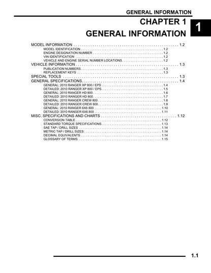 Polaris Ranger 800 UTV Service Manual | 2010-2014 - sample page 2