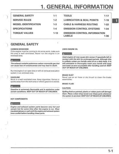 Honda VT750C Shadow ACE Motorcycle Service Manual | 1998-2003 - sample page 7