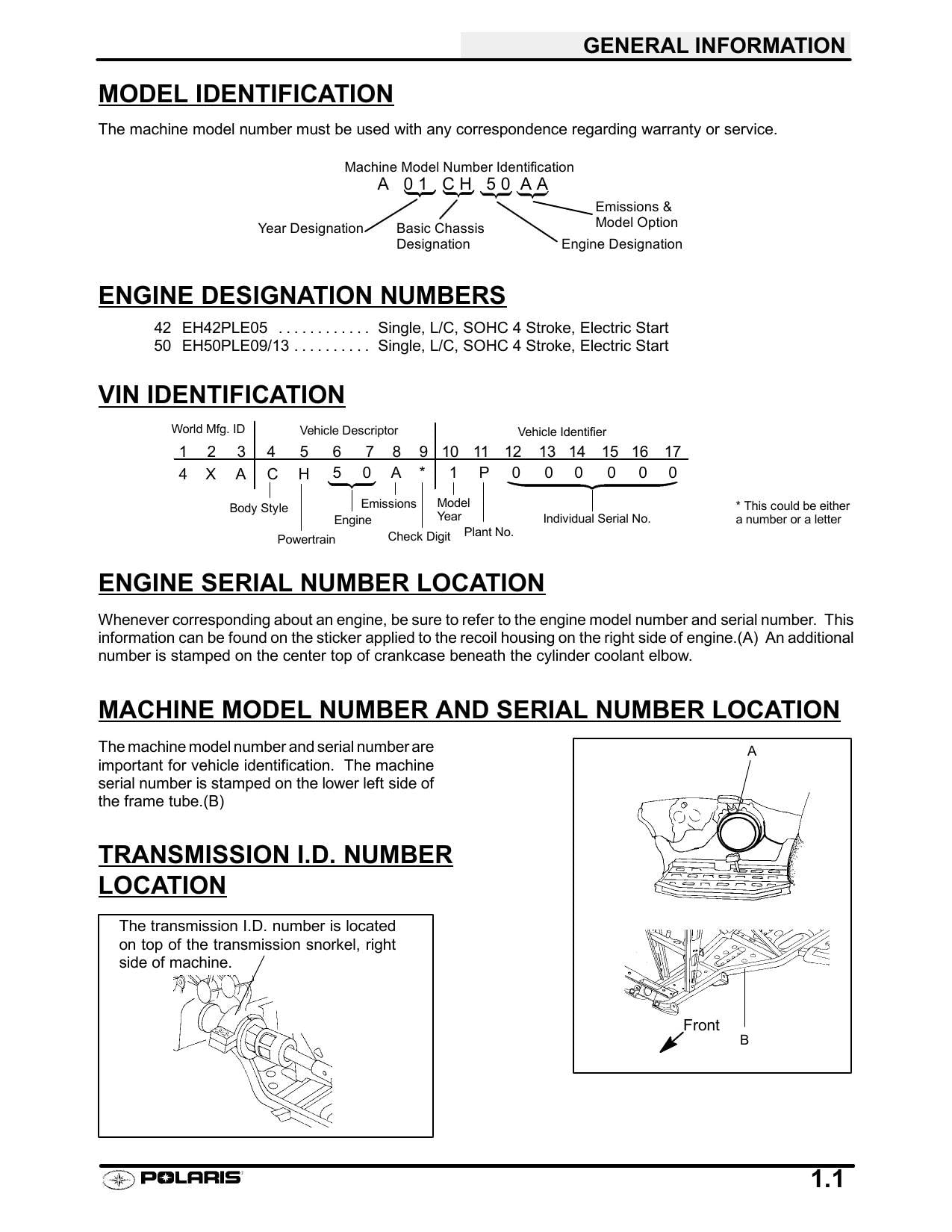 Polaris Sportsman 400 500 ATV Service Manual | 2001-2005 - sample page 4