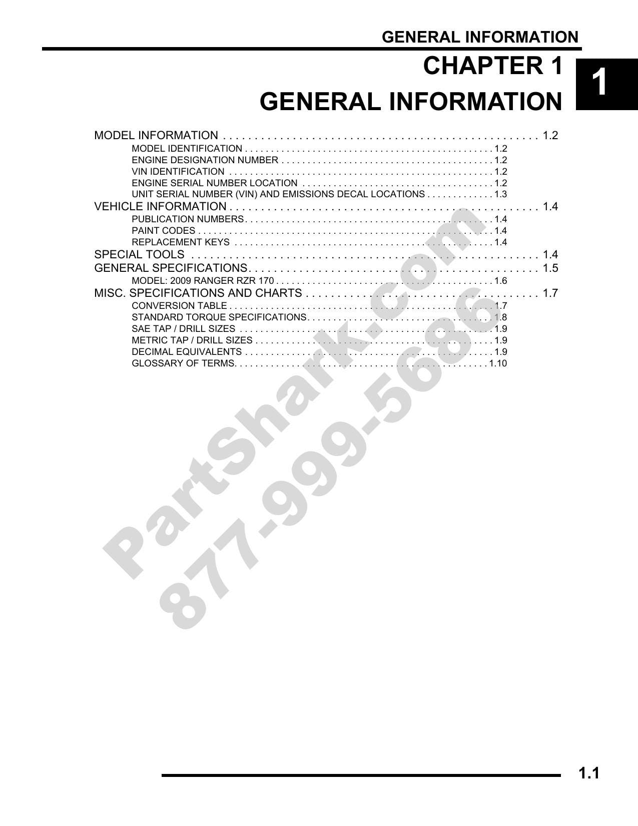 Polaris RZR 170 UTV Service Manual | 2009-2013 - sample page 2