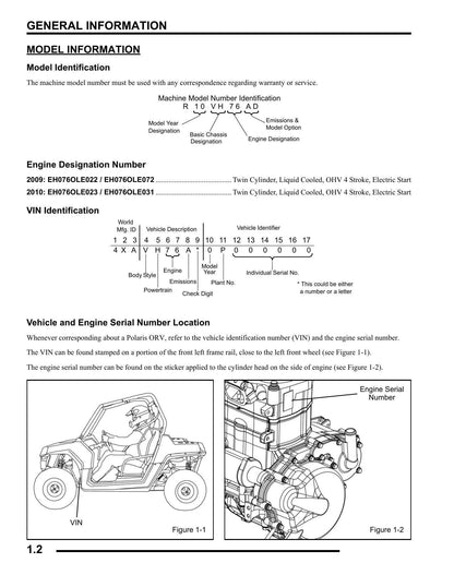 Polaris Ranger RZR RZR S UTV Service Manual | 2009-2010 - sample page 2