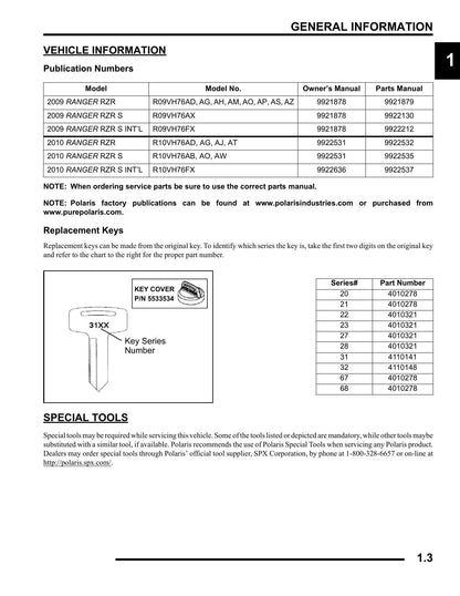 Polaris Ranger RZR RZR S UTV Service Manual | 2009-2010 - sample page 3
