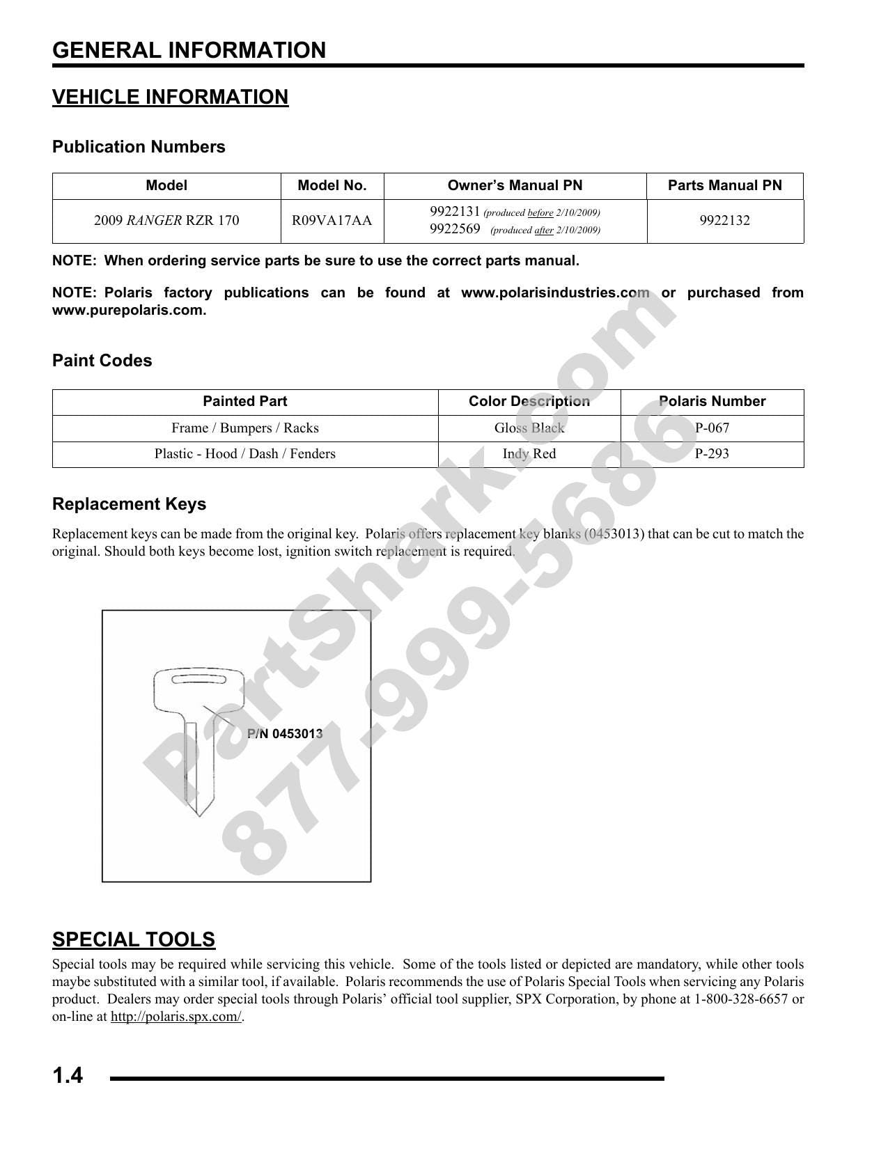 Polaris RZR 170 UTV Service Manual | 2009-2013 - sample page 5