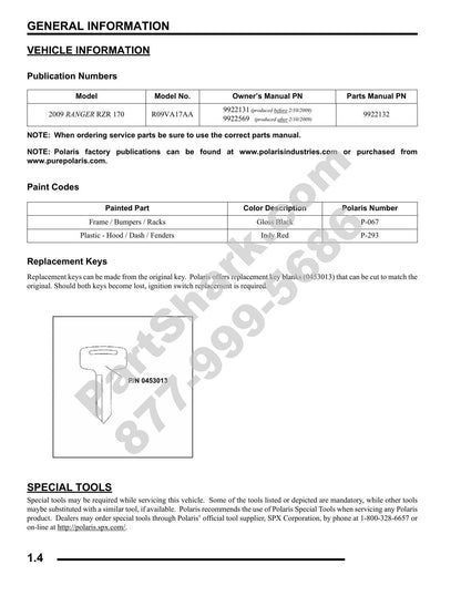 Polaris RZR 170 UTV Service Manual | 2009-2013 - sample page 5