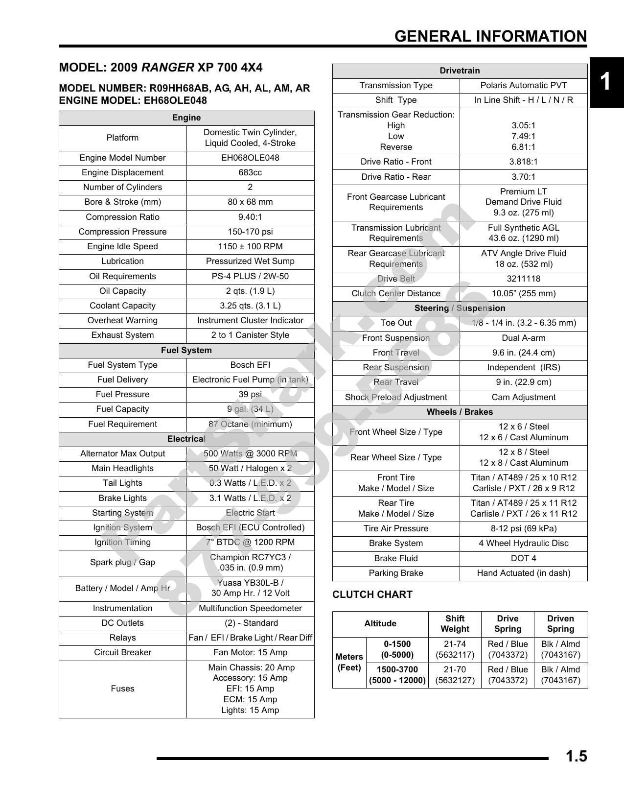 Polaris Ranger 700 XP HD 4x4 UTV Service Manual | 2009-2013 - sample page 9