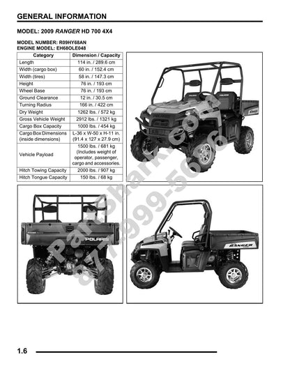 Polaris Ranger 700 XP HD 4x4 UTV Service Manual | 2009-2013 - sample page 4