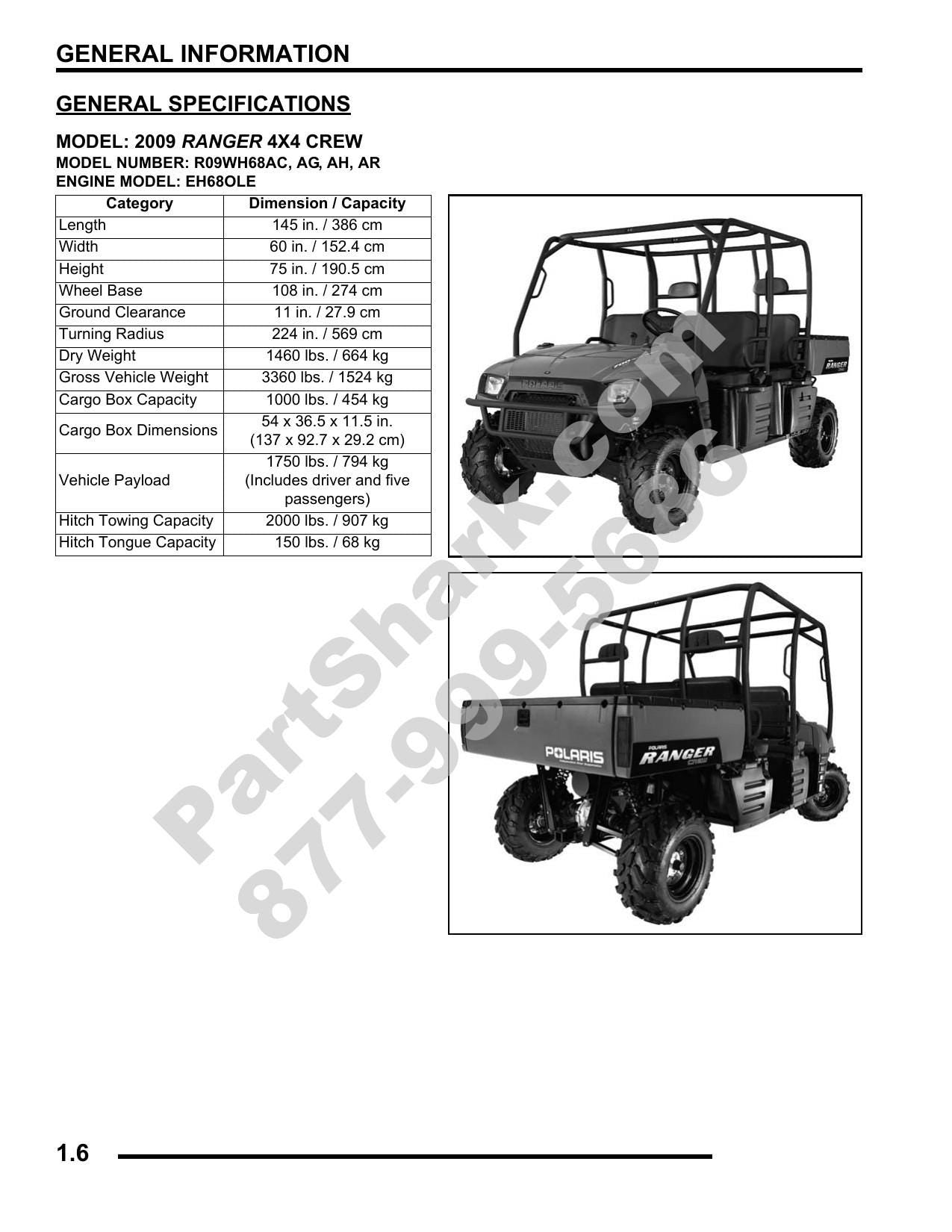 Polaris Ranger 700 4x4 Crew 6x6 UTV Service Manual | 2009-2013 - sample page 6