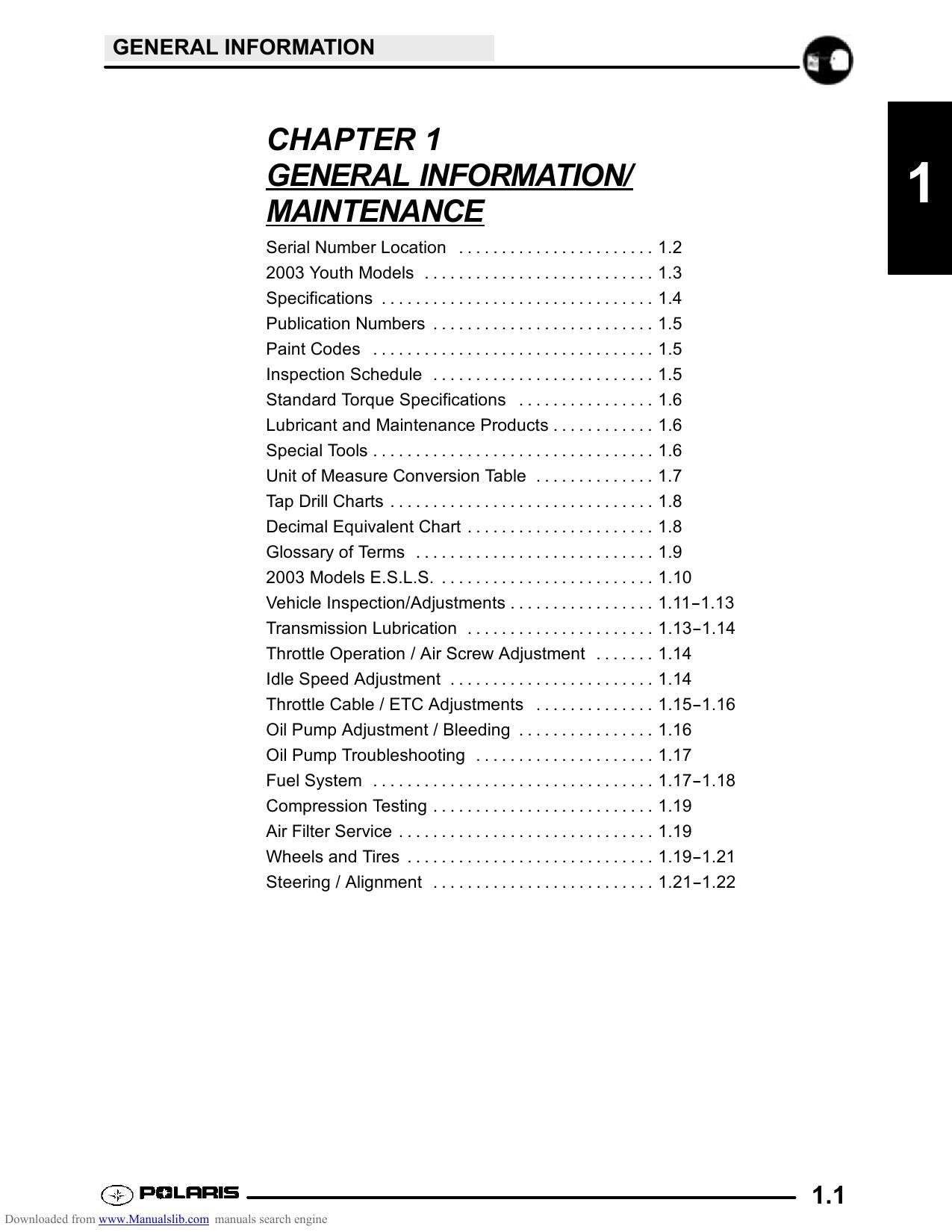 Polaris Youth ATV Scrambler 50 90 Sportsman Predator Service Manual | 2003-2007 - sample page 4